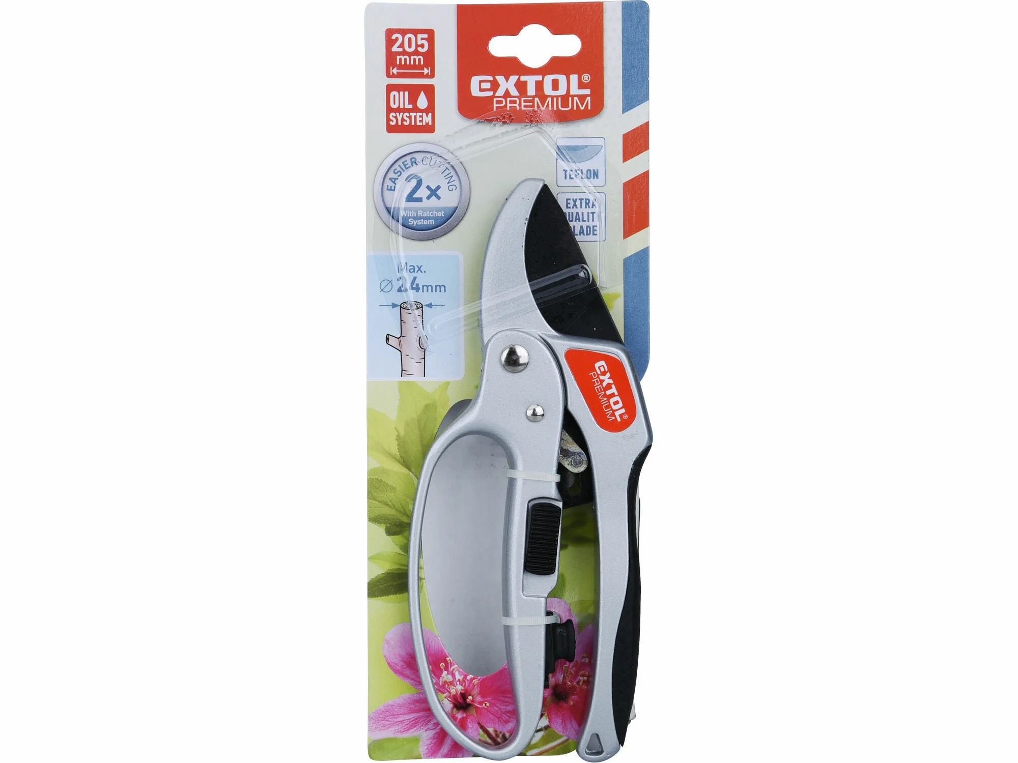 Nožnice EXTOL záhradnícke krokovacie prevodové, 205mm