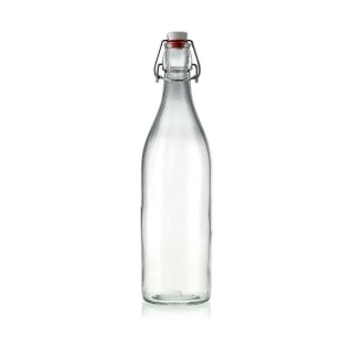 Fľaša sklenená s klipom 960ml - okrúhla