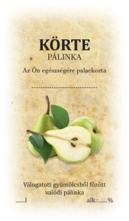 Samolepka na fľašu KÖRTE pálinka