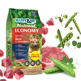 Happy&Fit Economy 12kg+2kg Hovädzie mäso a zelenina